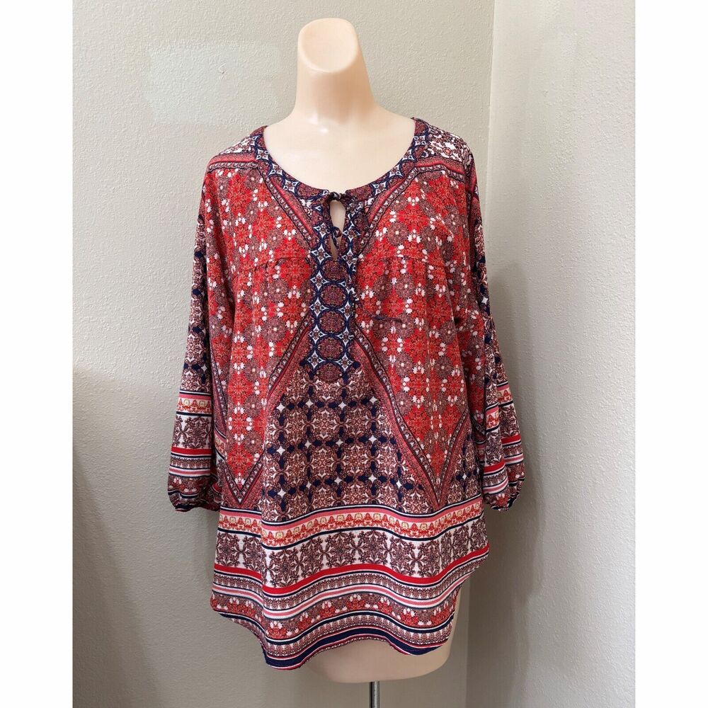 Anthropologie Fig Flower Boho Peasant Top Festival Patchwork Cottage Core